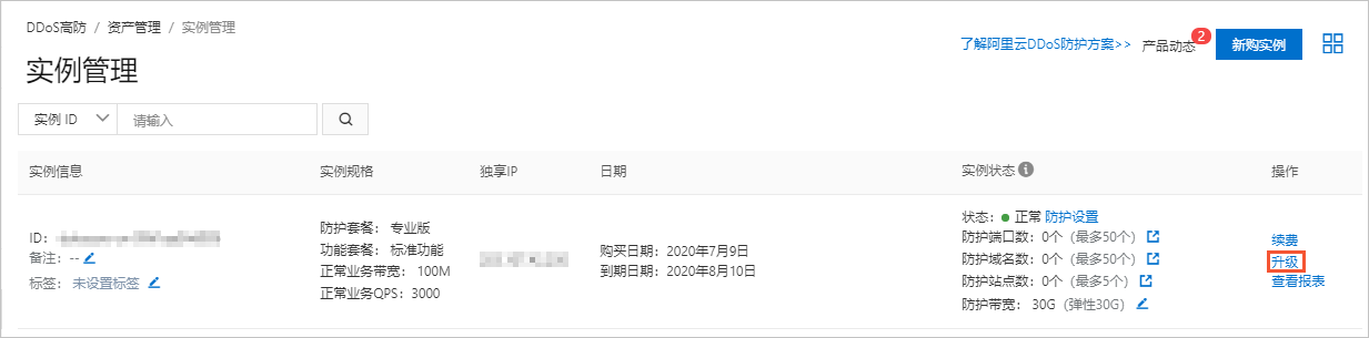 升级实例