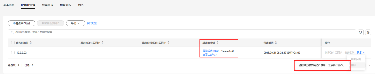 华为云虚拟私有云 VPC用户指南-如何删除虚拟IP地址？